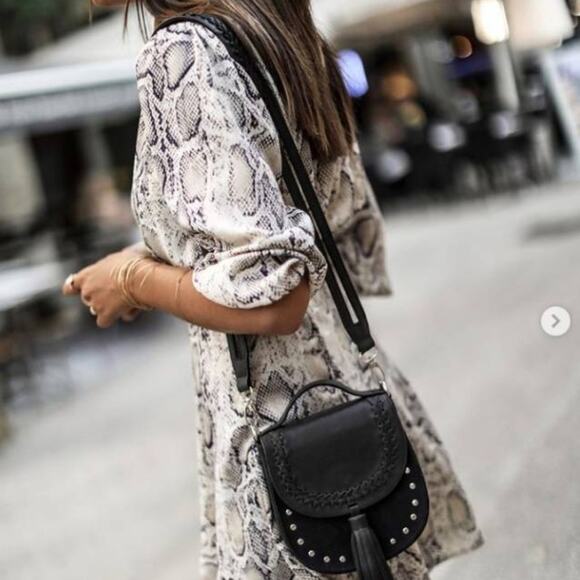 Button Front Long Sleeve Snake Print Shirt Dress Size Small New With Tag - Picture 2 of 7